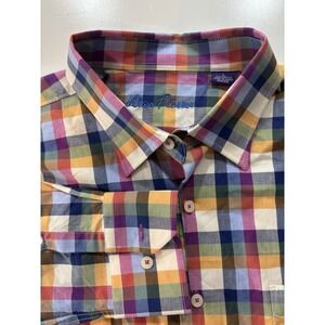Alan‎ Flusser Button Up Shirt Men's Large Multicolored Plaid Cotton